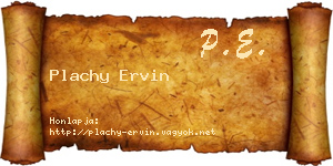 Plachy Ervin névjegykártya